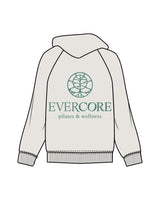 The Mens Hoodie - Washed Bone - EVERCORE - Left Chest & Back Center Stacked - Green