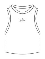 The Ribbed Crop Tank - White - LA FORME PILATES - Center Chest - Embroidered - Black