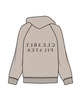 The Womens Hoodie - Bone - Clearly Pilates - Center Chest Stacked & Back Center Mirror - Black