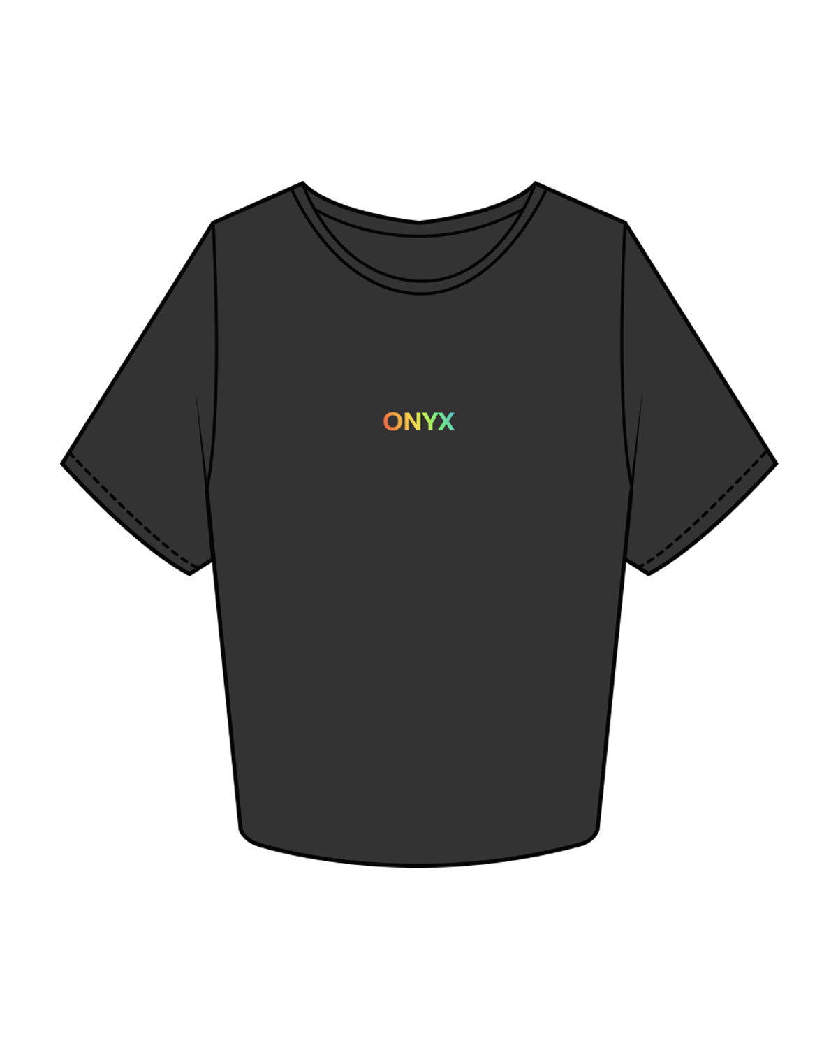 The Crop Tee - Washed Black - Onyx Fit - Center Chest & Center Back Stacked - Full Color