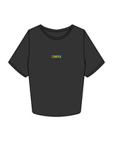 The Crop Tee - Washed Black - Onyx Fit - Center Chest & Center Back Stacked - Full Color