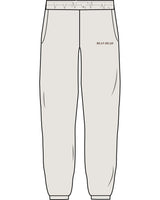 The Mens Sweatpants - Washed Bone - Bean Head - Left Leg - Embroidered - Brown