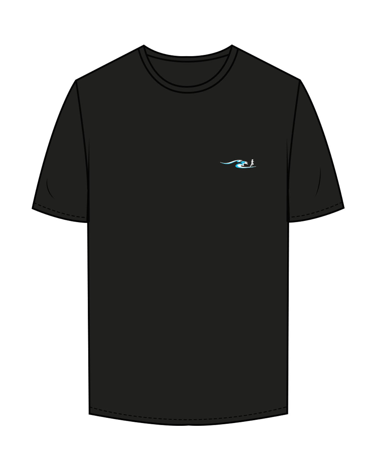 The Mens Tee - Black - East Coast Performace Running - Left Chest - Back Text Vertical - Printed - Full Color