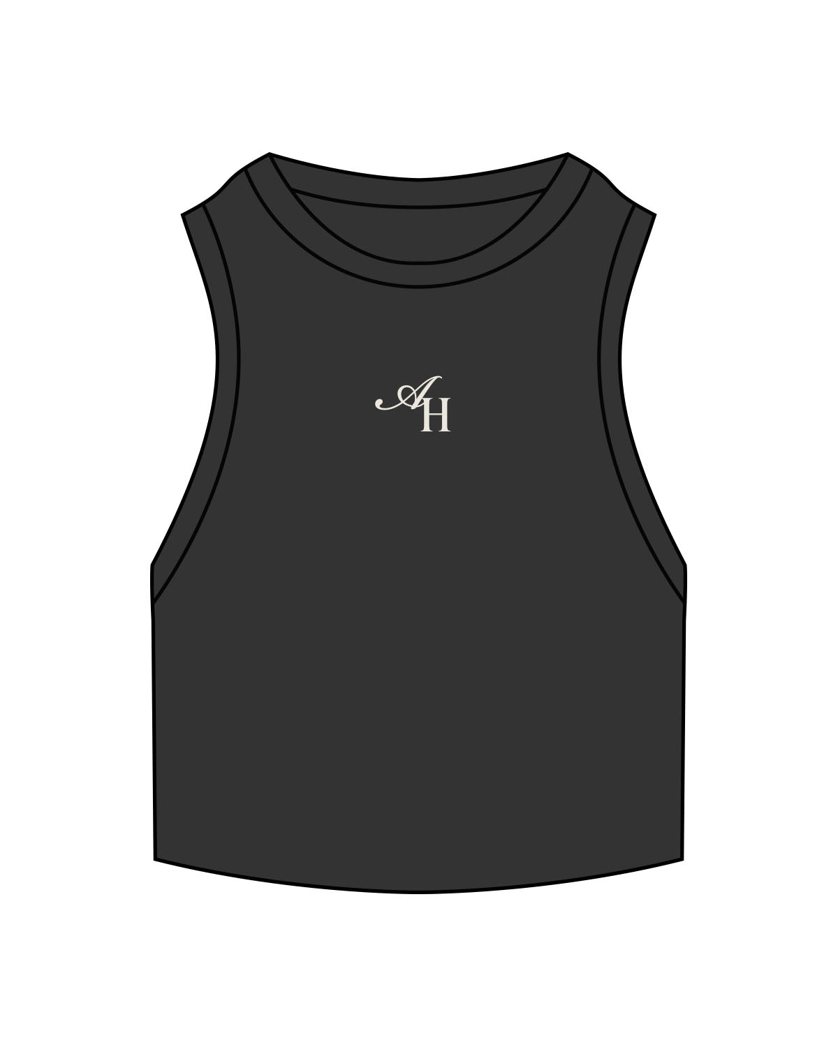 The Ribbed Crop Tank - Washed Black - Activate House - Center Chest - Embroidered - Off White