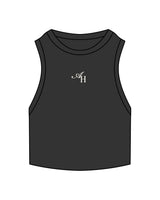 The Ribbed Crop Tank - Washed Black - Activate House - Center Chest - Embroidered - Off White