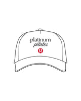 The 5 Panel Trucker Hat - White - Platinum Pilates - Center Crown Stacked - Printed - Full Color