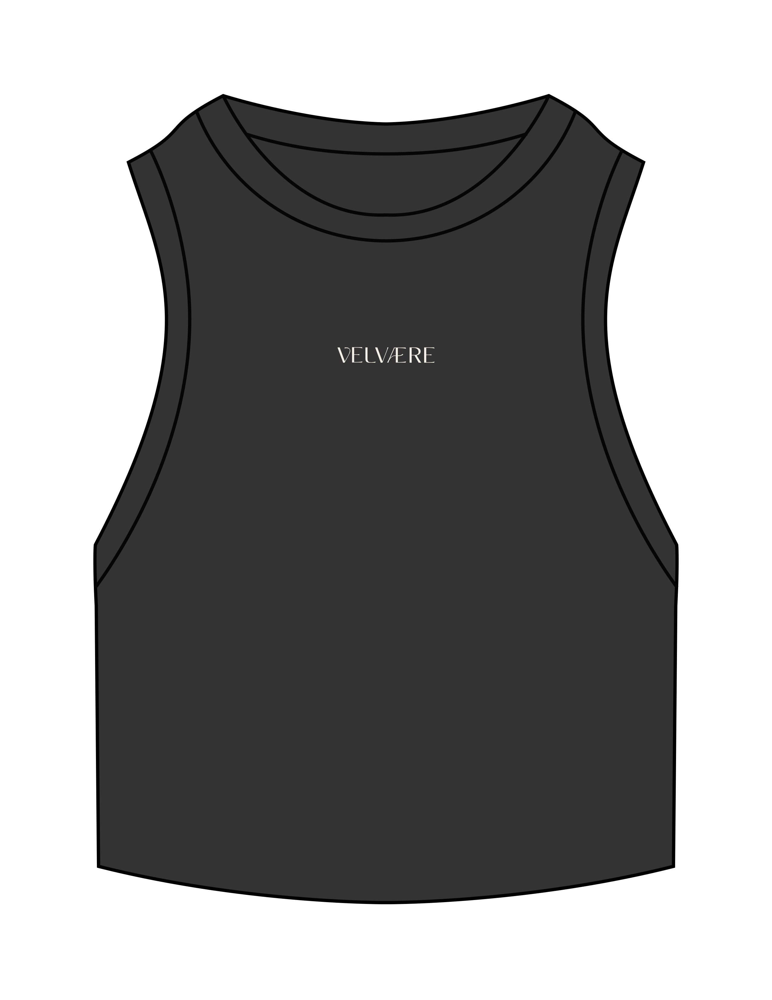 The Ribbed Crop Tank - Washed Black - Velvaere - Center Chest - Embroidered - Off White