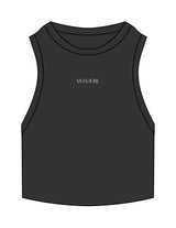 The Ribbed Crop Tank - Washed Black - Velvaere - Center Chest - Embroidered - Off White
