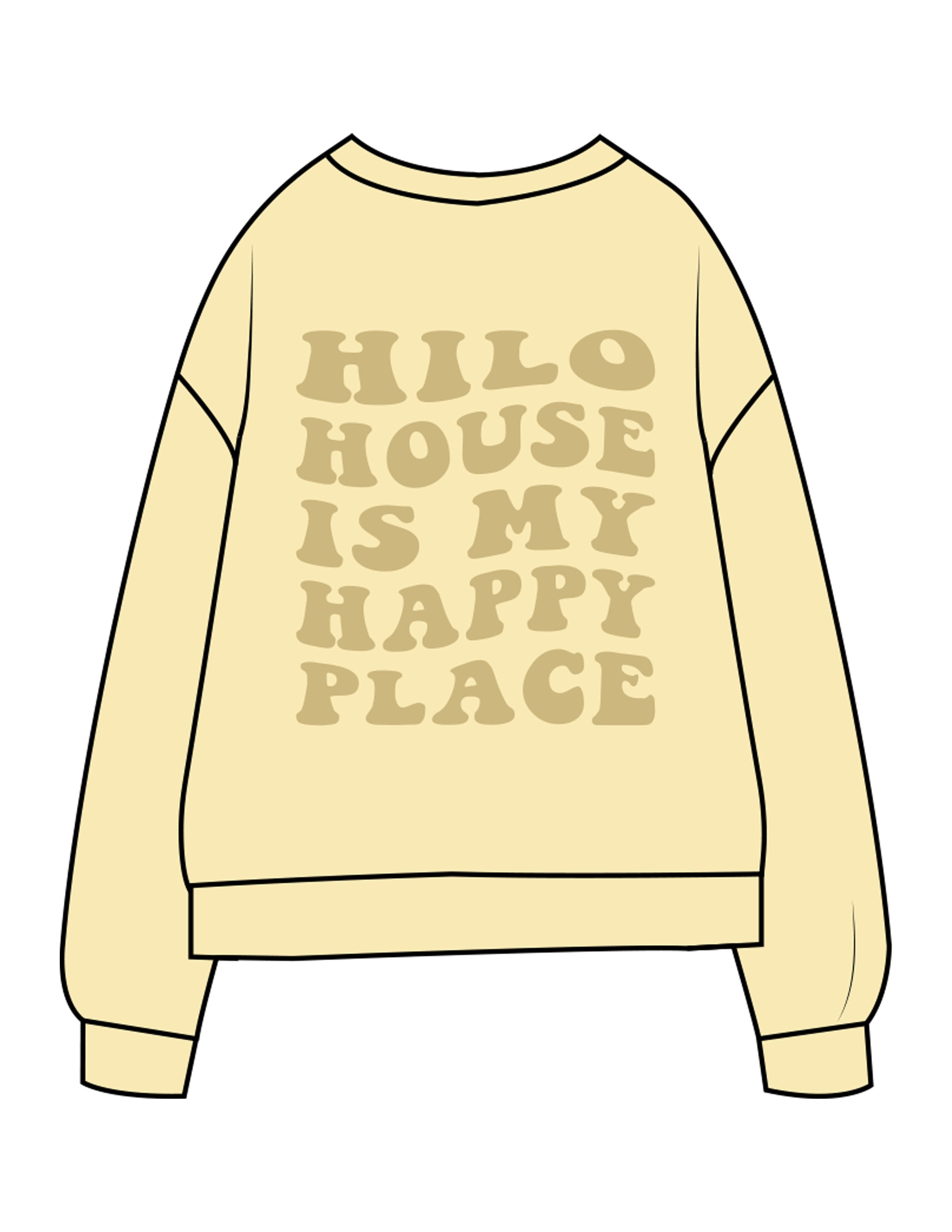 The Midweight Unisex Crewneck - Washed Yellow - HiLo - Left Chest & Back Stacked - Printed - Tone on Tone