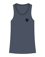 The Womens Full Length Tank - Indigo - IR Fit - Left Chest - Printed - Black