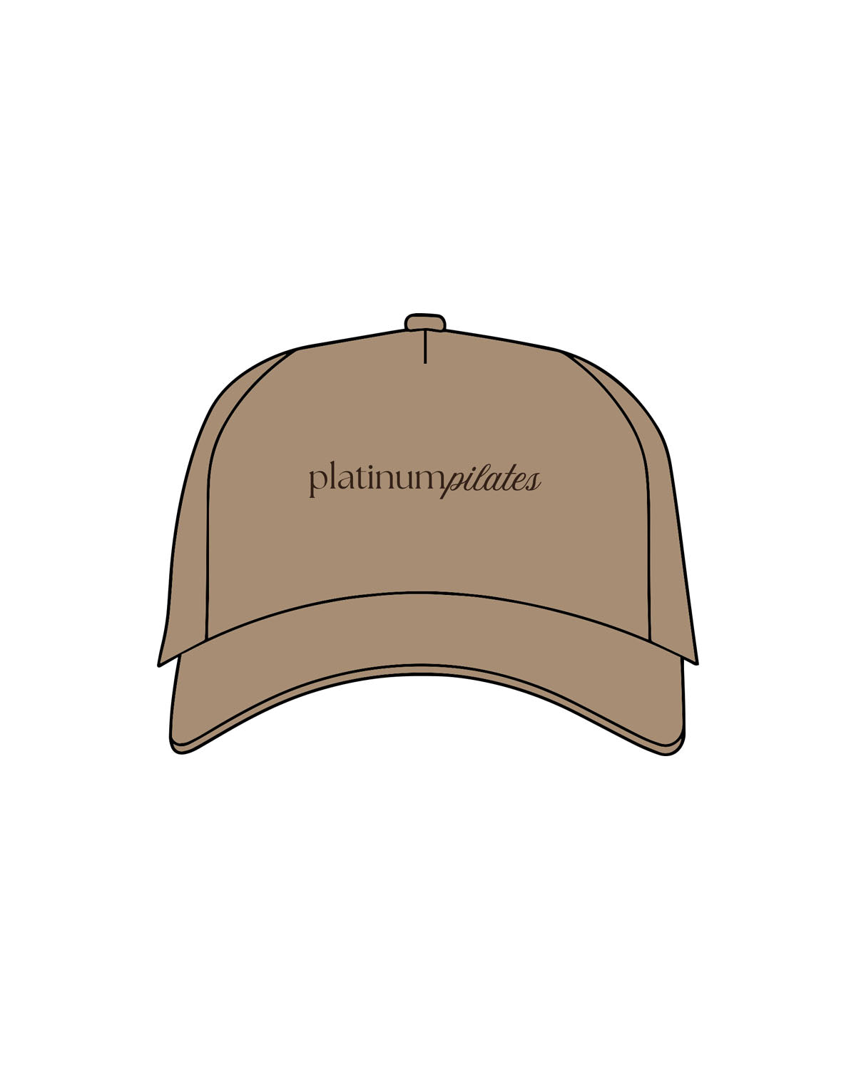 The 5 Panel Trucker Hat - Sand - Platinum Pilates - Center Crown - Embroidered - Brown