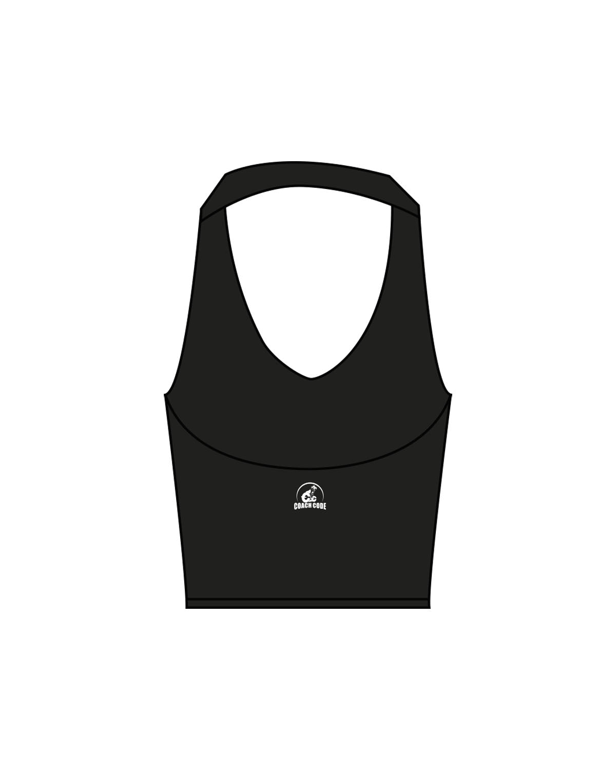 The Halter Tank - Black - Coach Code - Top Back - Icon - Printed - White
