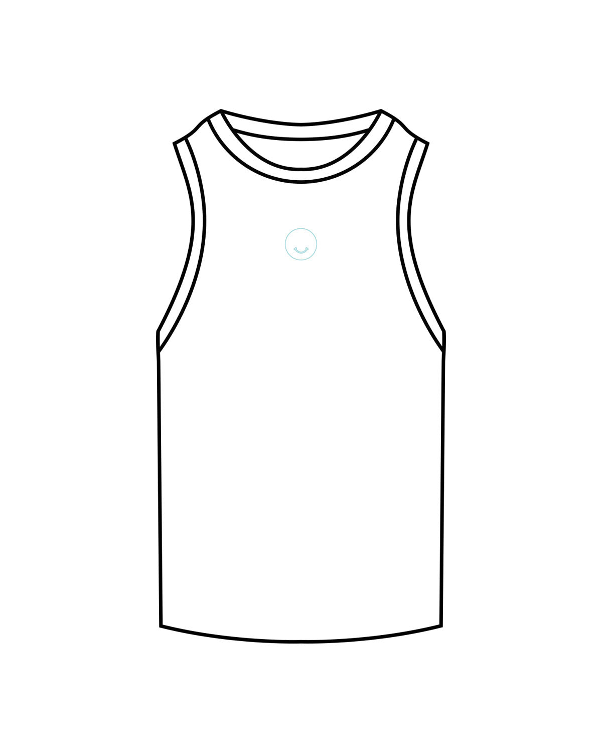The Ribbed Full Length Tank - White - Squeeze Massage - Center Chest - Embroidered - Turquoise