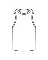 The Ribbed Full Length Tank - White - Squeeze Massage - Center Chest - Embroidered - Turquoise