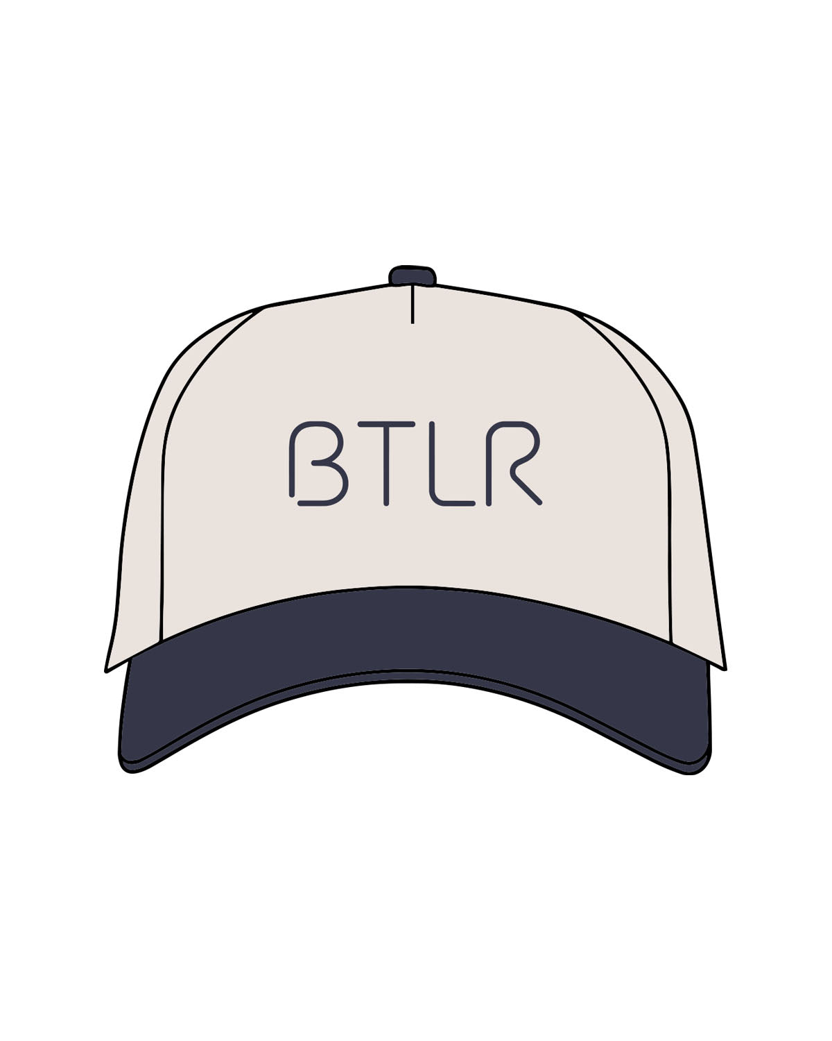 The Canvas Cap - Natural / Midnight - BTLR - Center Crown - Printed - Midnight