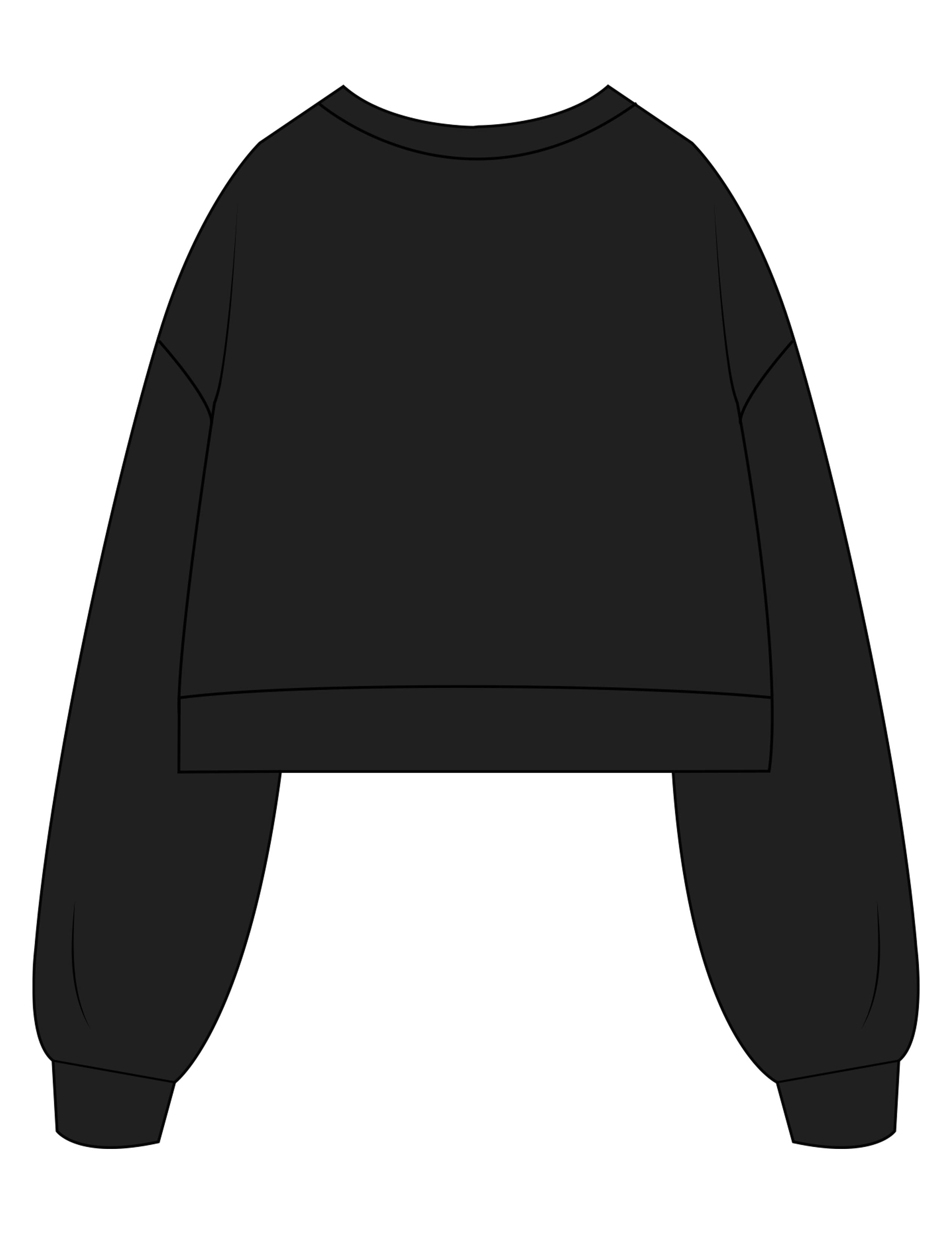 The Womens Crop Crewneck - Black - Peach F.L - Center Chest - Printed - White