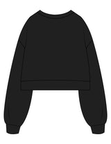 The Womens Crop Crewneck - Black - Peach F.L - Center Chest - Printed - White
