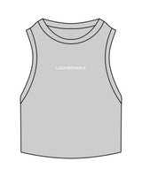 The Ribbed Crop Tank - Storm - LagreeMixx - Center Chest - Embroidered - White