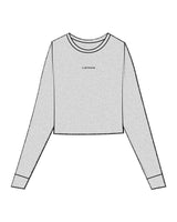 The Micro Rib Crop Long Sleeve - Heather - C Wickson - Center Chest - Printed - Black