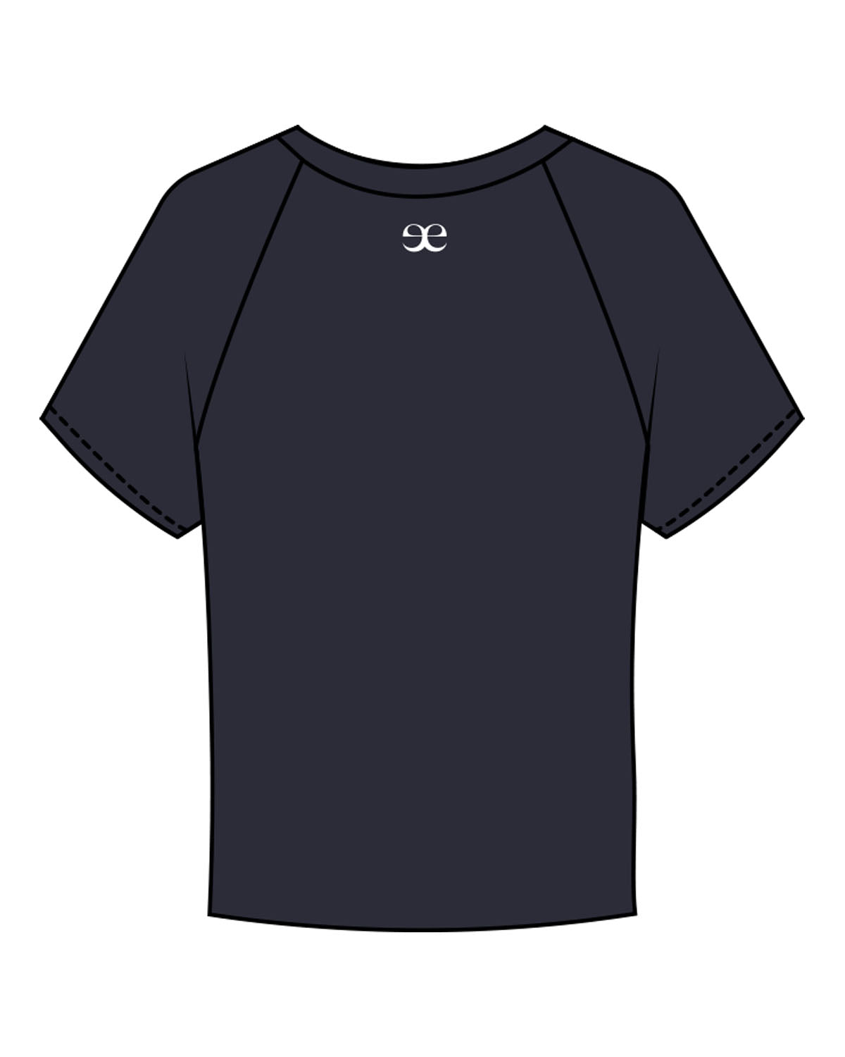 The Micro Rib Baby Tee - Navy - Evolve Lagree - Center Chest & Back Neckline - Printed - White