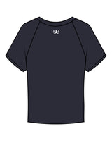 The Micro Rib Baby Tee - Navy - Evolve Lagree - Center Chest & Back Neckline - Printed - White