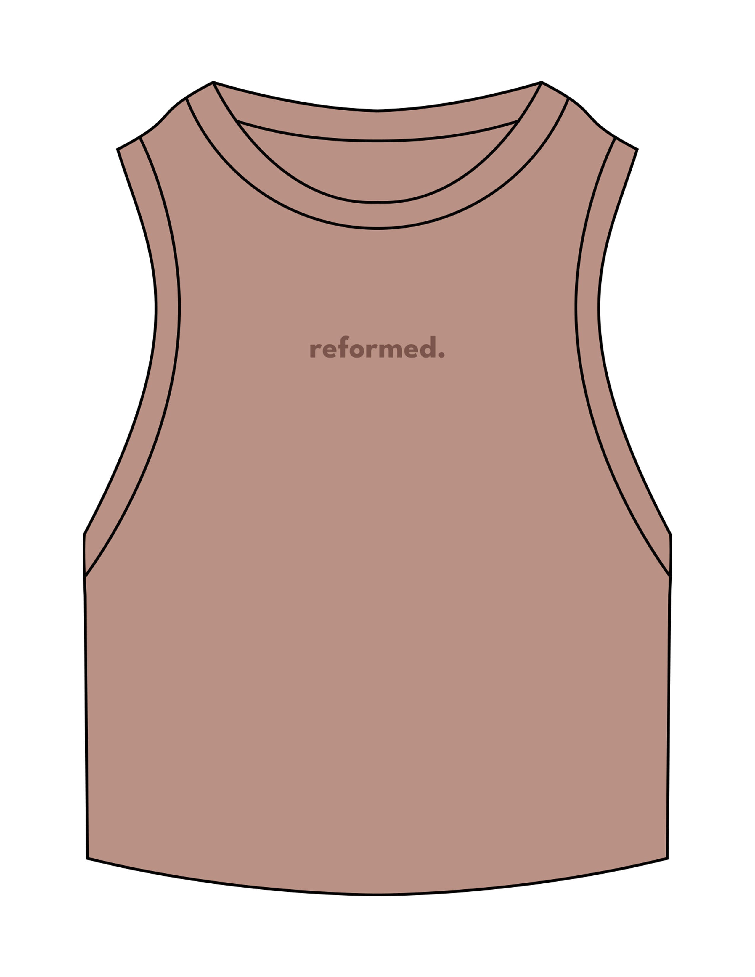 The Ribbed Crop Tank - Clay - RPCS - Center Chest - Embroidered - Tone on Tone