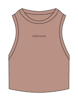 The Ribbed Crop Tank - Clay - RPCS - Center Chest - Embroidered - Tone on Tone