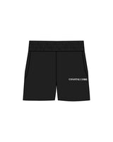 The Womens Sweat Shorts - Black - Coastal Core - Left Leg - White
