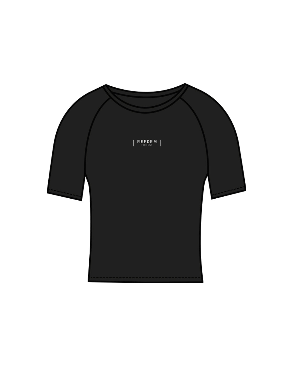 The Short Sleeve Crop - Black - Reform Fitness - Center Chest Stacked & Back Center Neckline - White