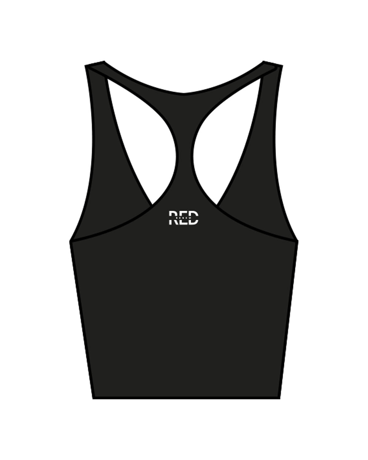 The Racer Tank - Black - Renew - Upper Back & Center Waist - White