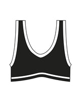 The Piped Bra - Black - Reform Fitness - Center Back - Printed - White