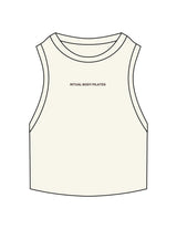 The Ribbed Crop Tank - Off White - Ritual Body - Center Chest - Embroidered - Brown