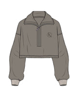 The Suede 1/2 Zip - Fossil - Karve - Left Chest Logo - Embroidered - Tone on Tone