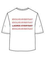 The Oversized Crop Tee - White - Lagree Red - Center Chest & Back Stacked - Printed - Red
