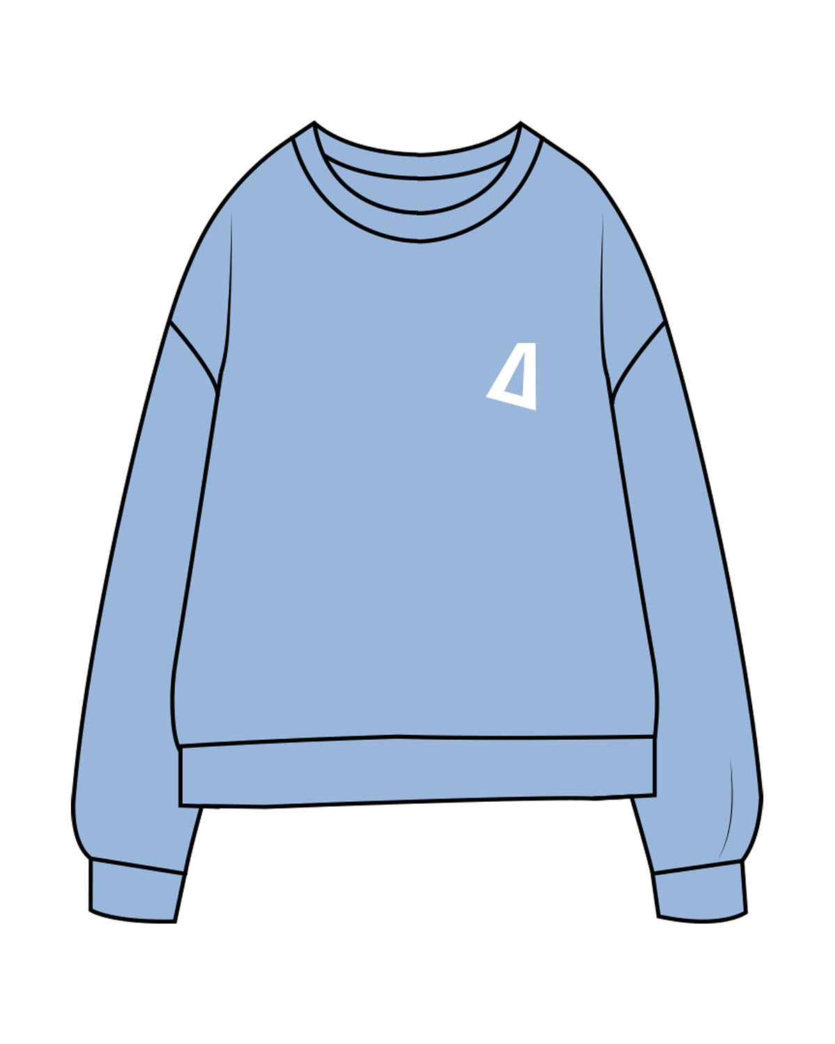 The Midweight Unisex Crewneck - Washed Light Blue - Delta Fitness - Left Chest & Back Stacked - Printed - White