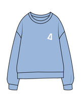 The Midweight Unisex Crewneck - Washed Light Blue - Delta Fitness - Left Chest & Back Stacked - Printed - White
