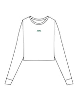 The Micro Rib Crop Long Sleeve - White - Sense Pilates - Center Chest Stacked - Printed - Green