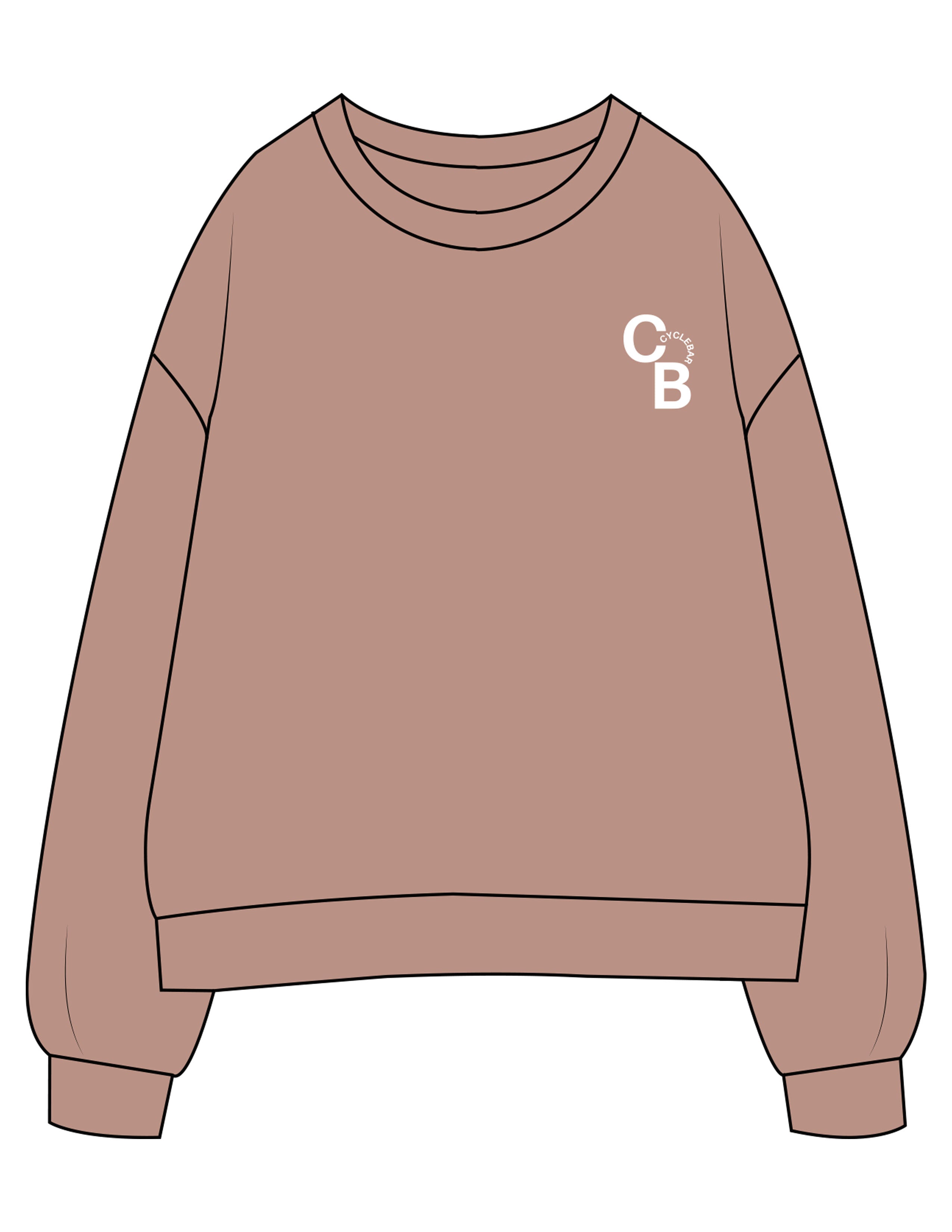 The Womens Crewneck - Clay - Pineda Fitness LLC - Left Chest - Printed - White