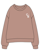 The Womens Crewneck - Clay - Pineda Fitness LLC - Left Chest - Printed - White