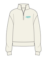 The Womens 1/4 Zip - Off White - Chi50 - Left Chest Stacked - Printed - Teal