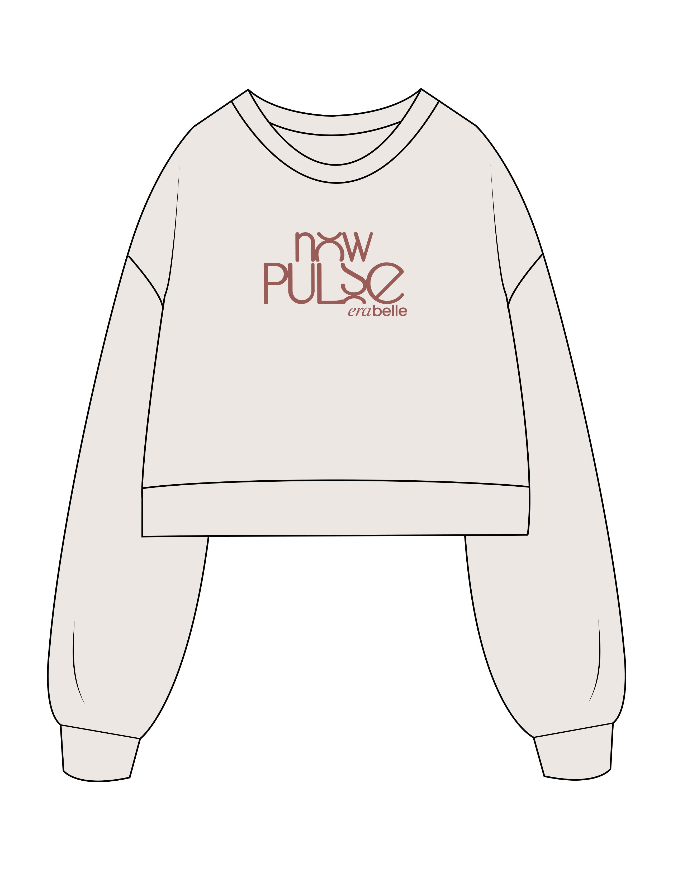 The Womens Crop Crewneck - Bone - Erabelle - Center Chest Stacked - Printed - Brown