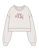 The Womens Crop Crewneck - Bone - Erabelle - Center Chest Stacked - Printed - Brown