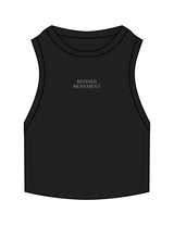 The Ribbed Crop Tank - Black - Refined Movement - Center Chest Stacked - Embroidered - White
