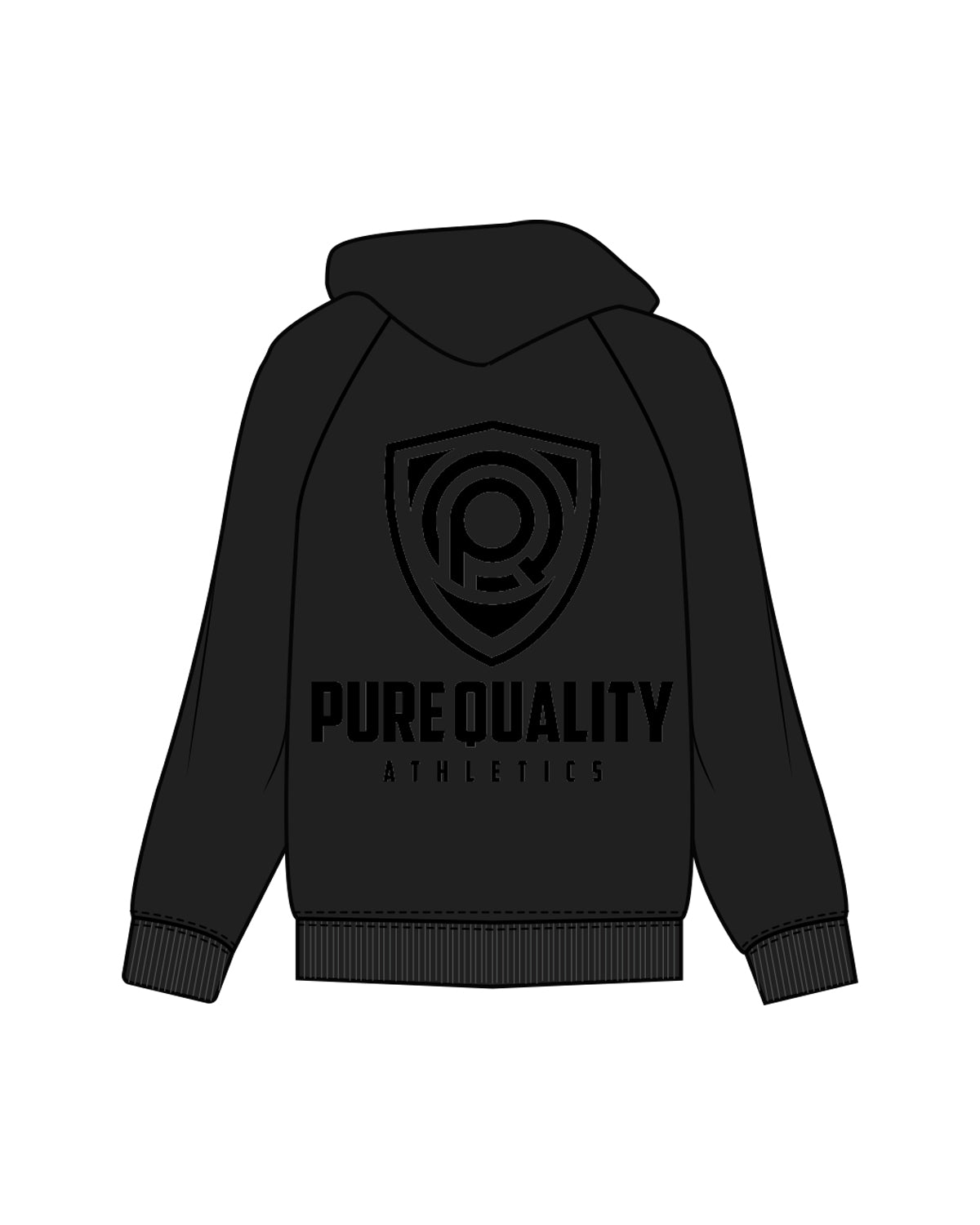 The Classic Hoodie - Black - PURE QUALITY - Left Chest & Back Center Stacked - Tone on Tone