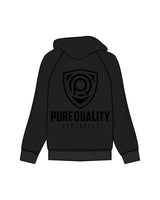The Classic Hoodie - Black - PURE QUALITY - Left Chest & Back Center Stacked - Tone on Tone
