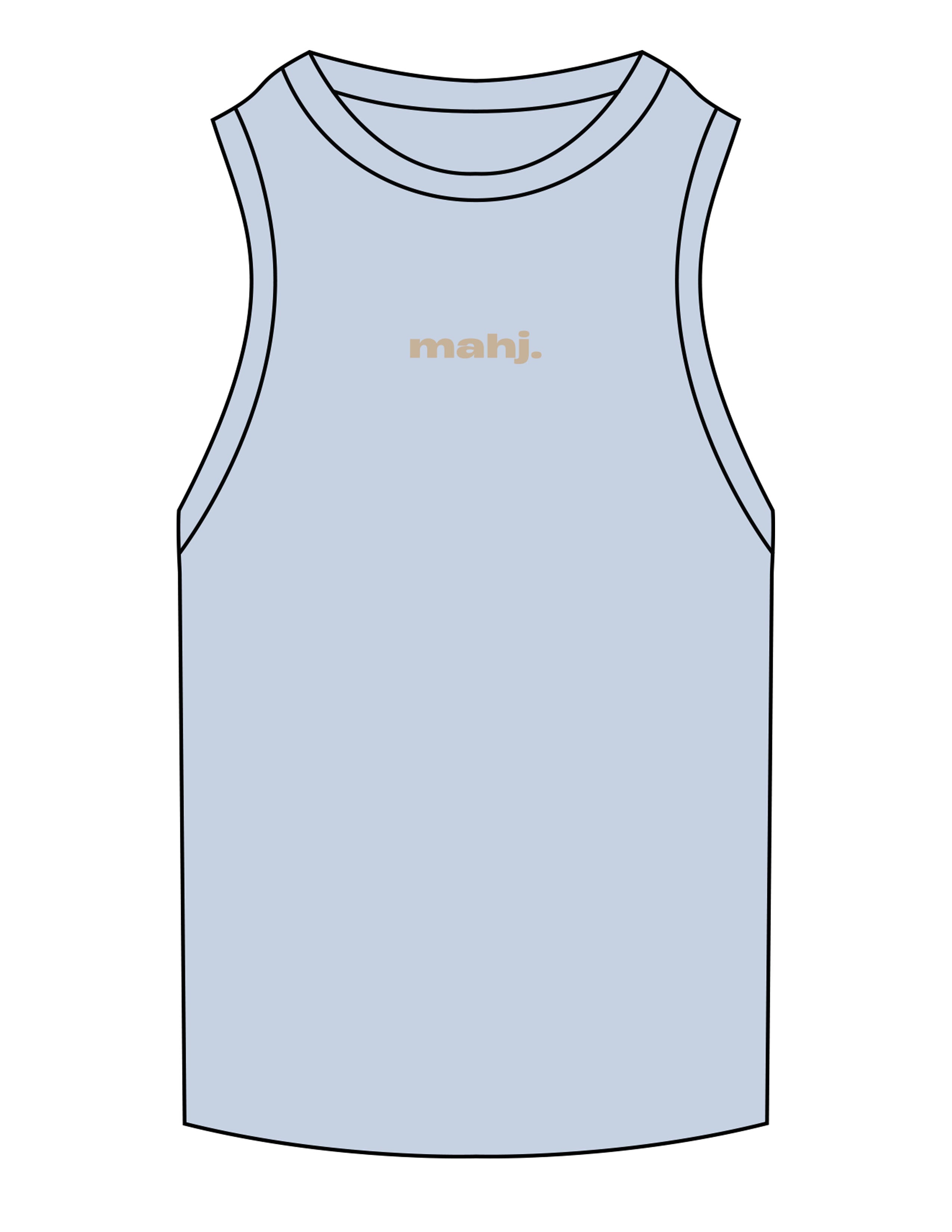 The Ribbed Full Length Tank - Powder - Barnes. The Label - Center Chest - EMB - Sand