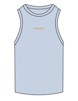 The Ribbed Full Length Tank - Powder - Barnes. The Label - Center Chest - EMB - Sand