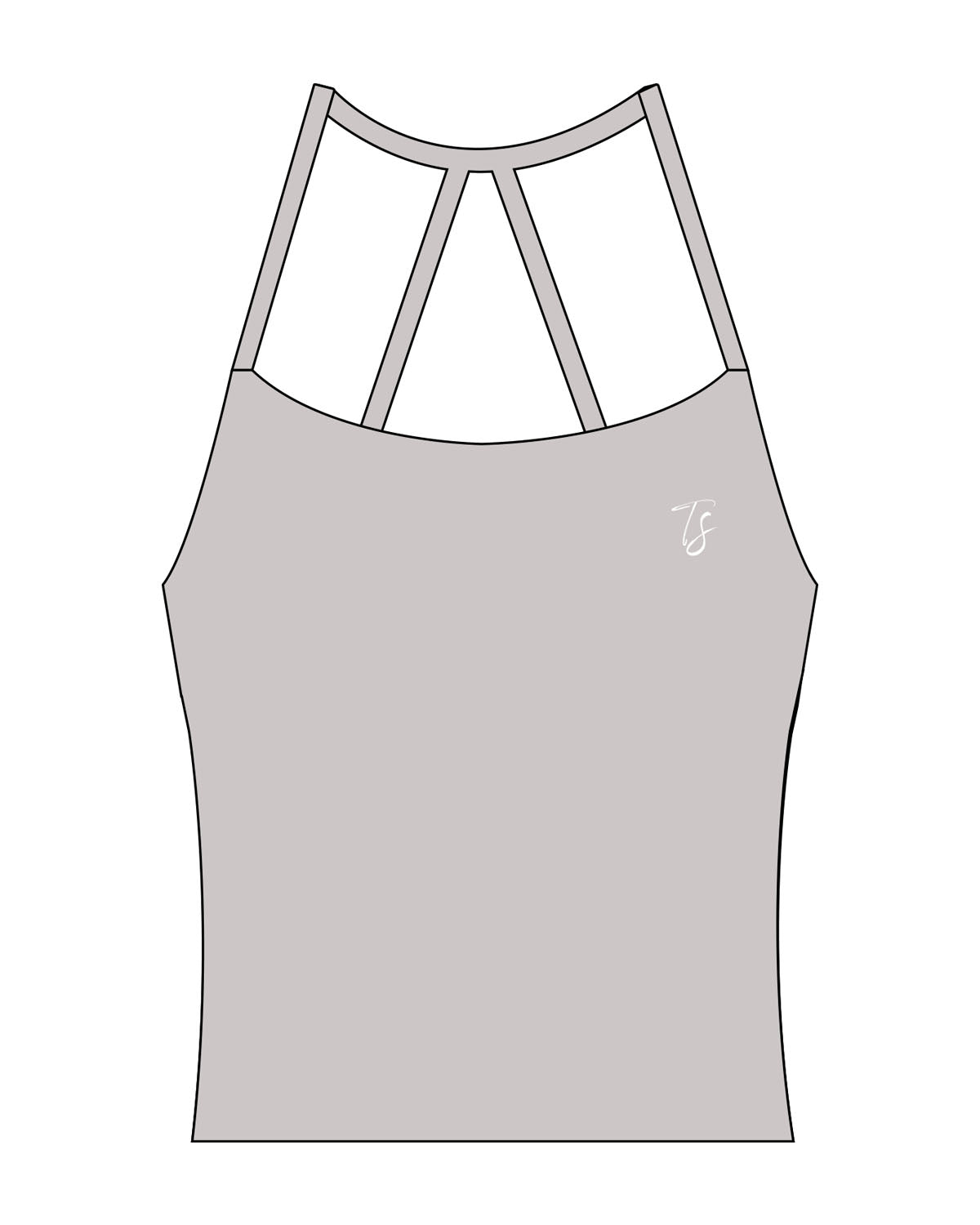The Womens Sporty Tank - Grey - Team Sculpted - Left Chest & Center Back - Printed - White