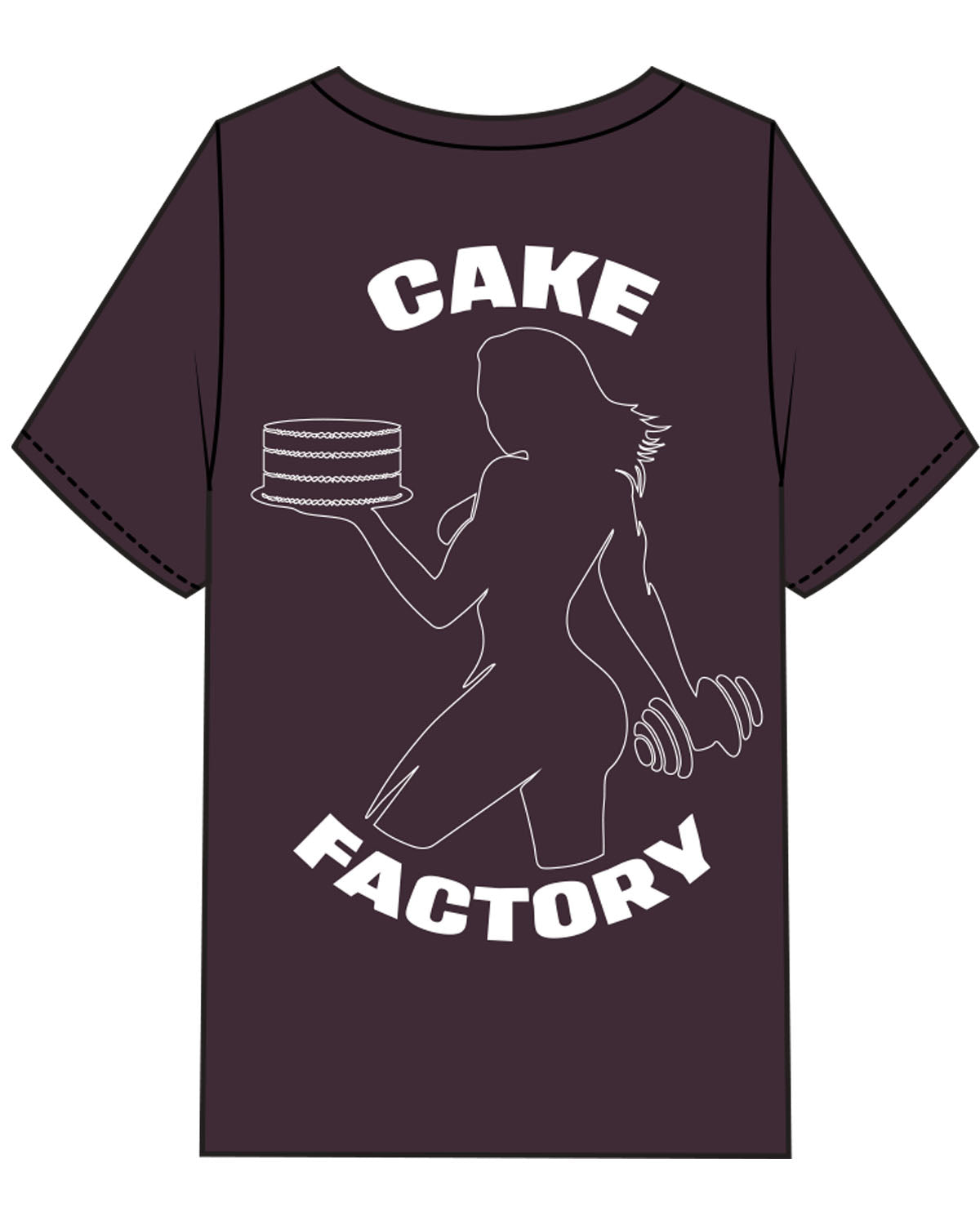 The Mens Heavyweight Tee - Plum - Cake Factory - Left Chest & Full Back - White