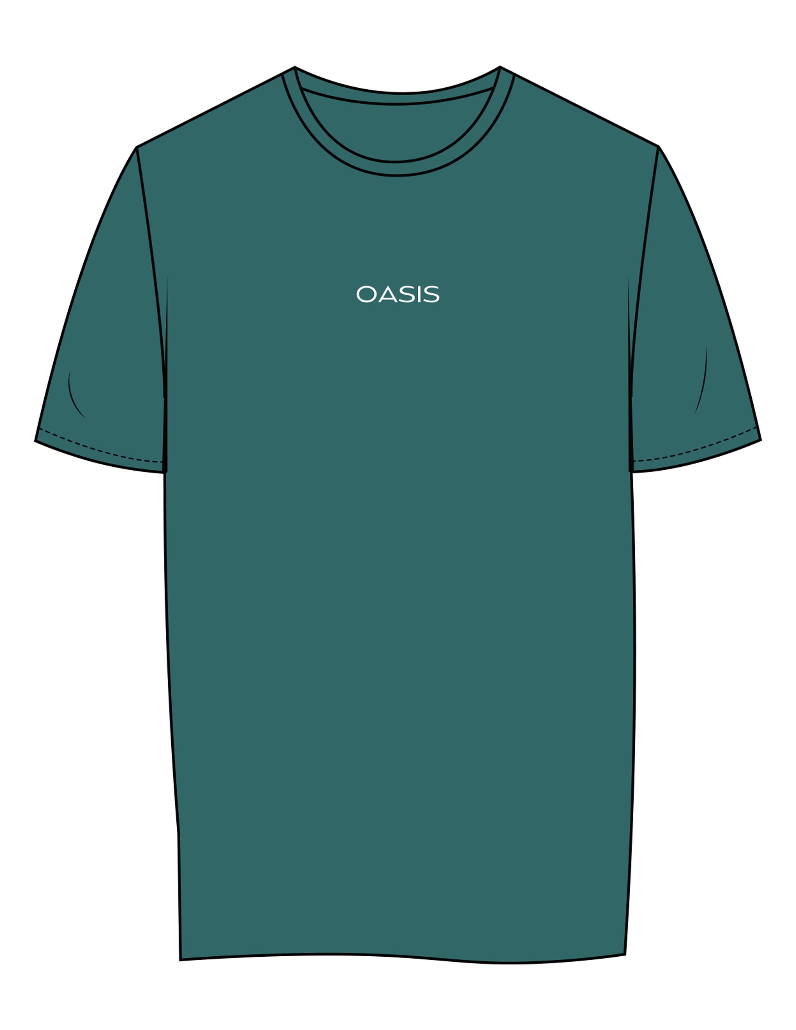 The Womens Tee - Jade - OCWC - Center Chest "OASIS" & Back Stacked - Printed - White